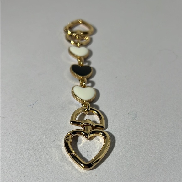 Gold and Black Hearts Keychain or Purse Strap extender. KK473 - Picture 1 of 1